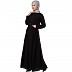 Designer abaya with front pocket-Black